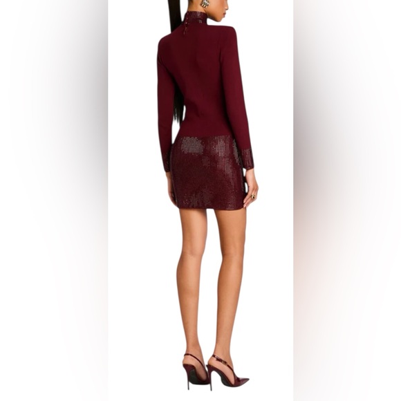 RetroFête Rue Burgundy Sequin Mini Dress XS | Designer Evening (As Is) - Picture 5 of 15